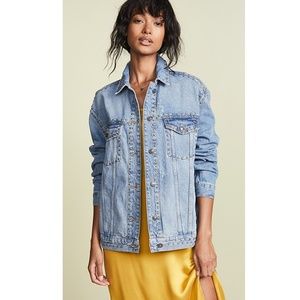 {Free People} Studded Denim Trucker Jacket